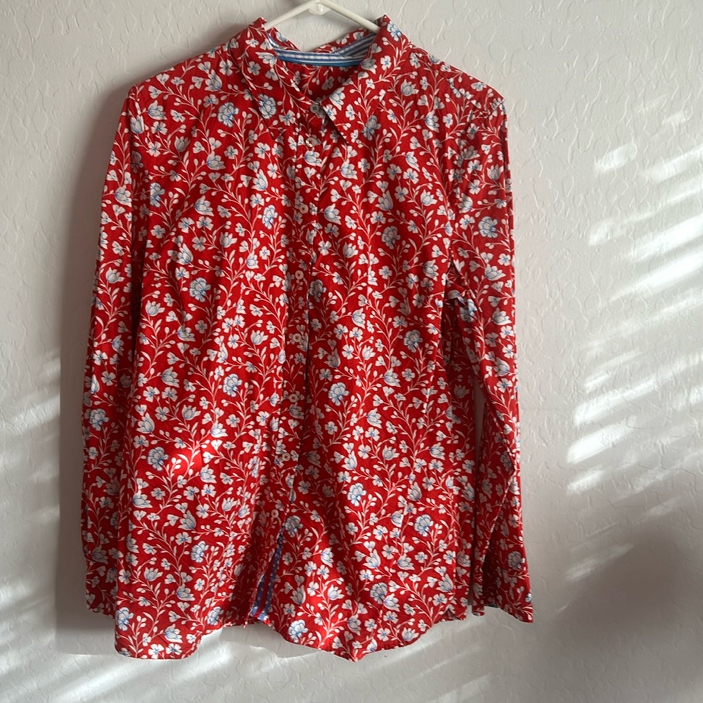 Cotton Red White and Blue Floral Top.